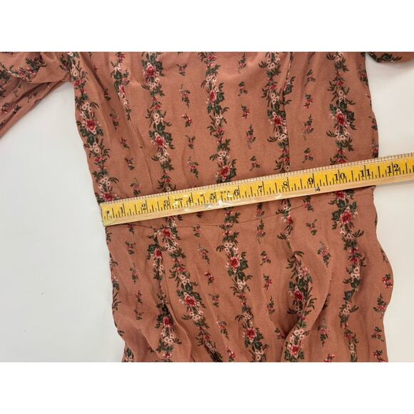 NWT Reformation Sigmund Dress 0 Floral Boudoir Midi Slit Long Sleeves Smocked - Picture 13 of 16